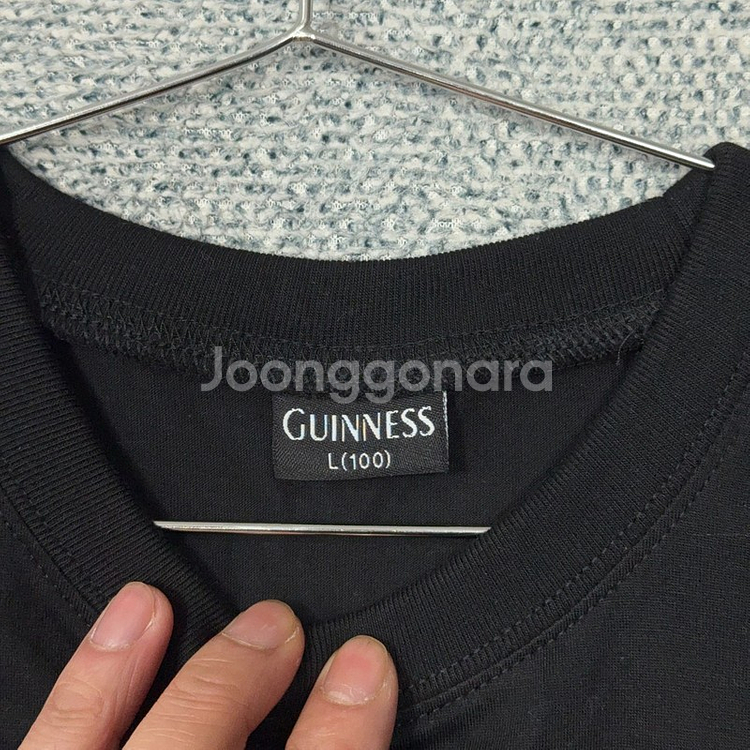 [기네스] 블랙 빈티지 프린팅 반팔티 L--5