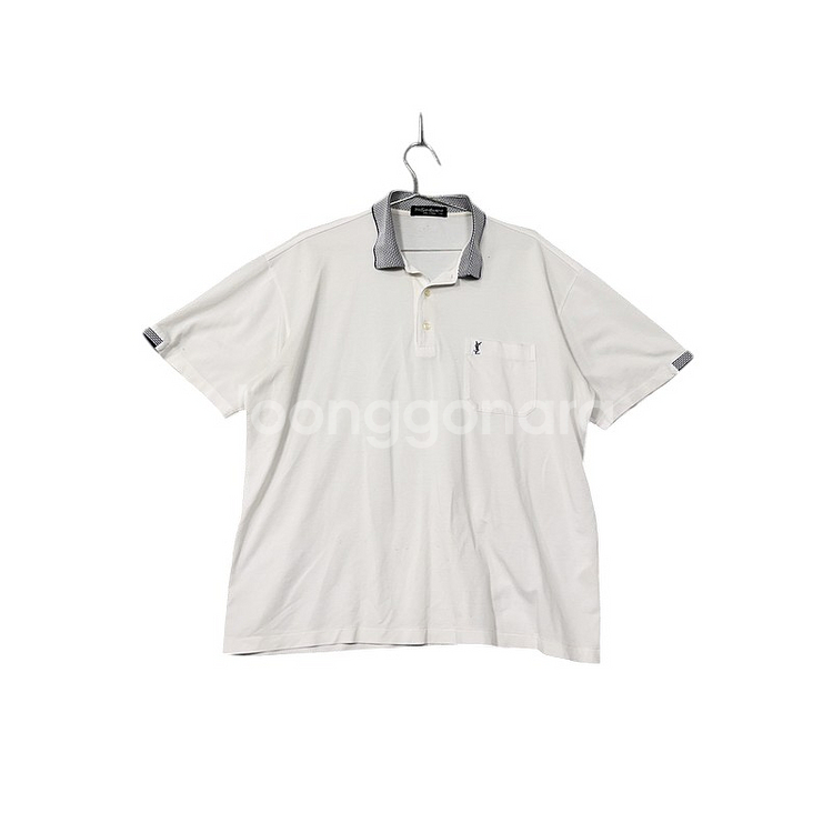 [입생로랑] 화이트 로고 남성 오버핏 반팔 카라티 11--1