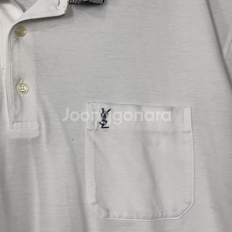 [입생로랑] 화이트 로고 남성 오버핏 반팔 카라티 11--4