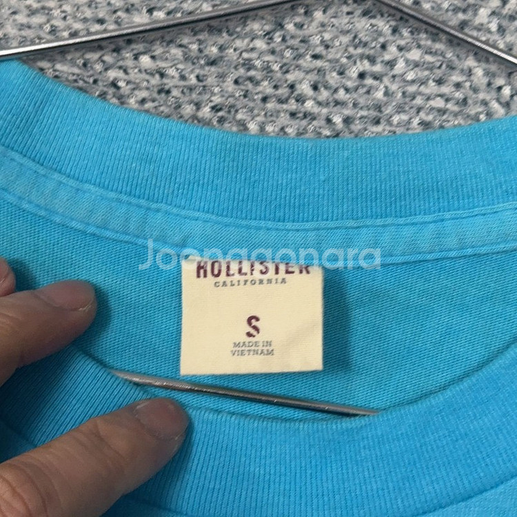 [홀리스터] 로고 여성 빈티지 라이트 블루 반팔 티 S--3