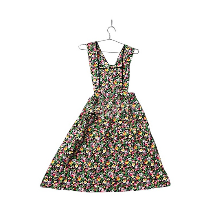 [겐조] 빈티지 플라워 패턴 앞치마 원피스--0