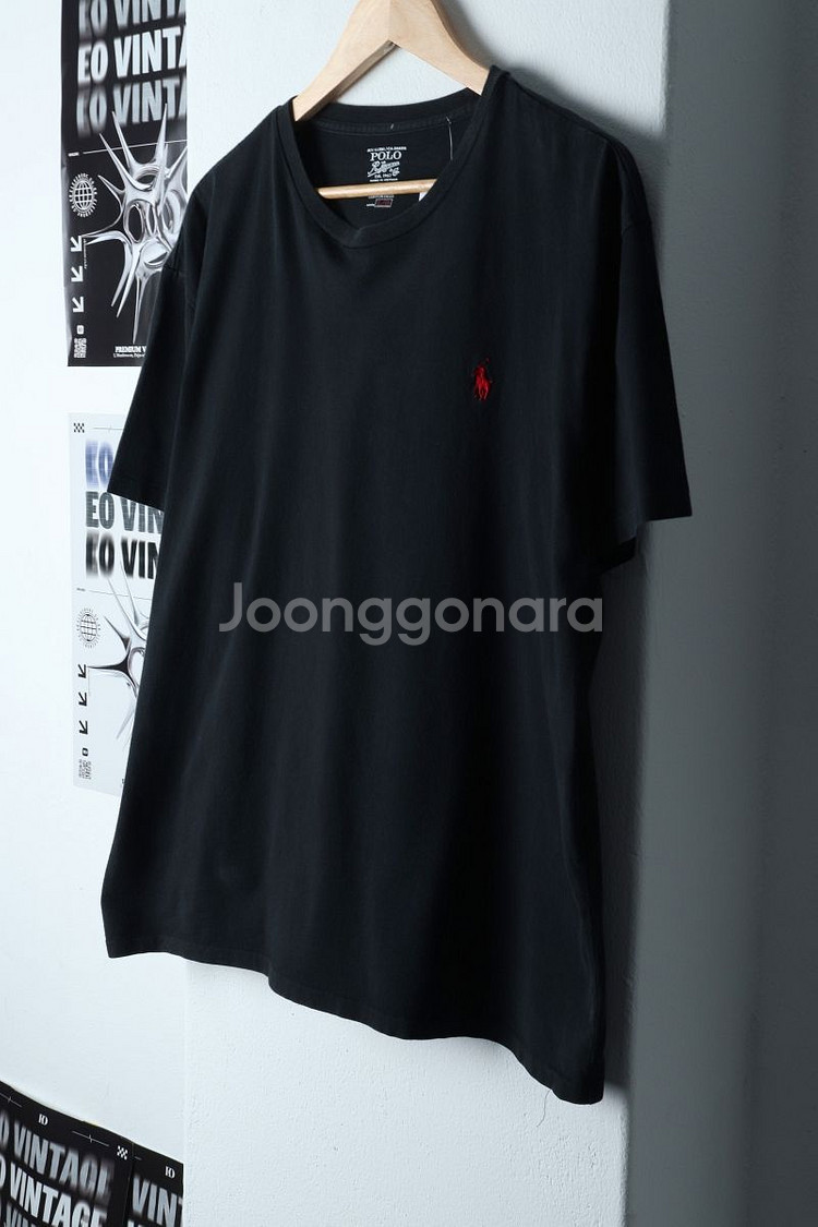 (L-XL) 폴로 랄프로렌 반팔 티셔츠 블랙 레드포니--3