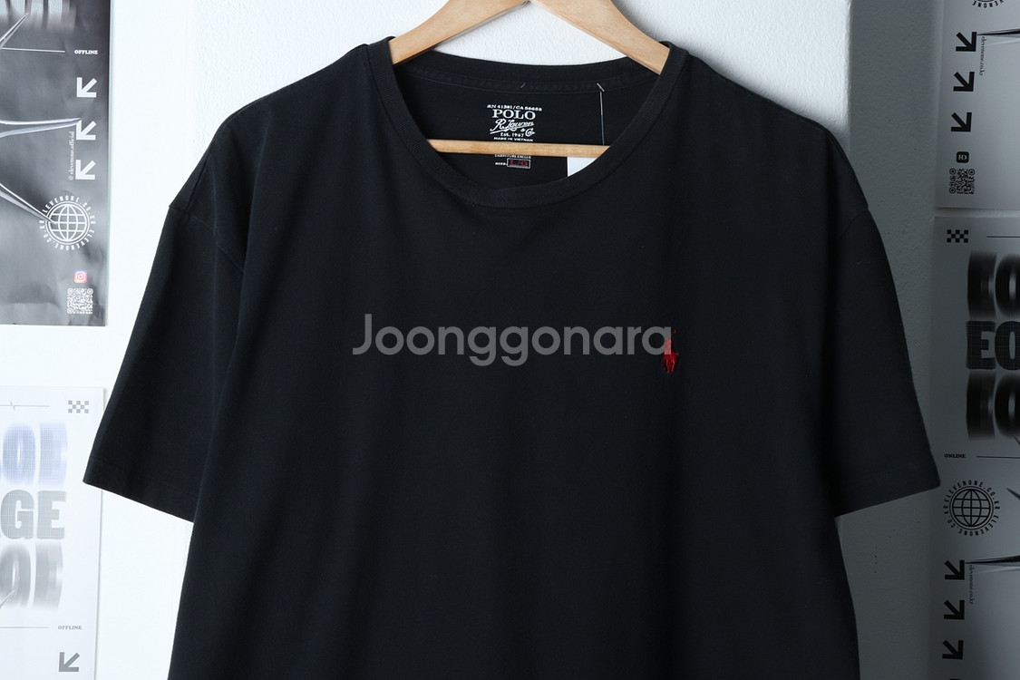 (L-XL) 폴로 랄프로렌 반팔 티셔츠 블랙 레드포니--0