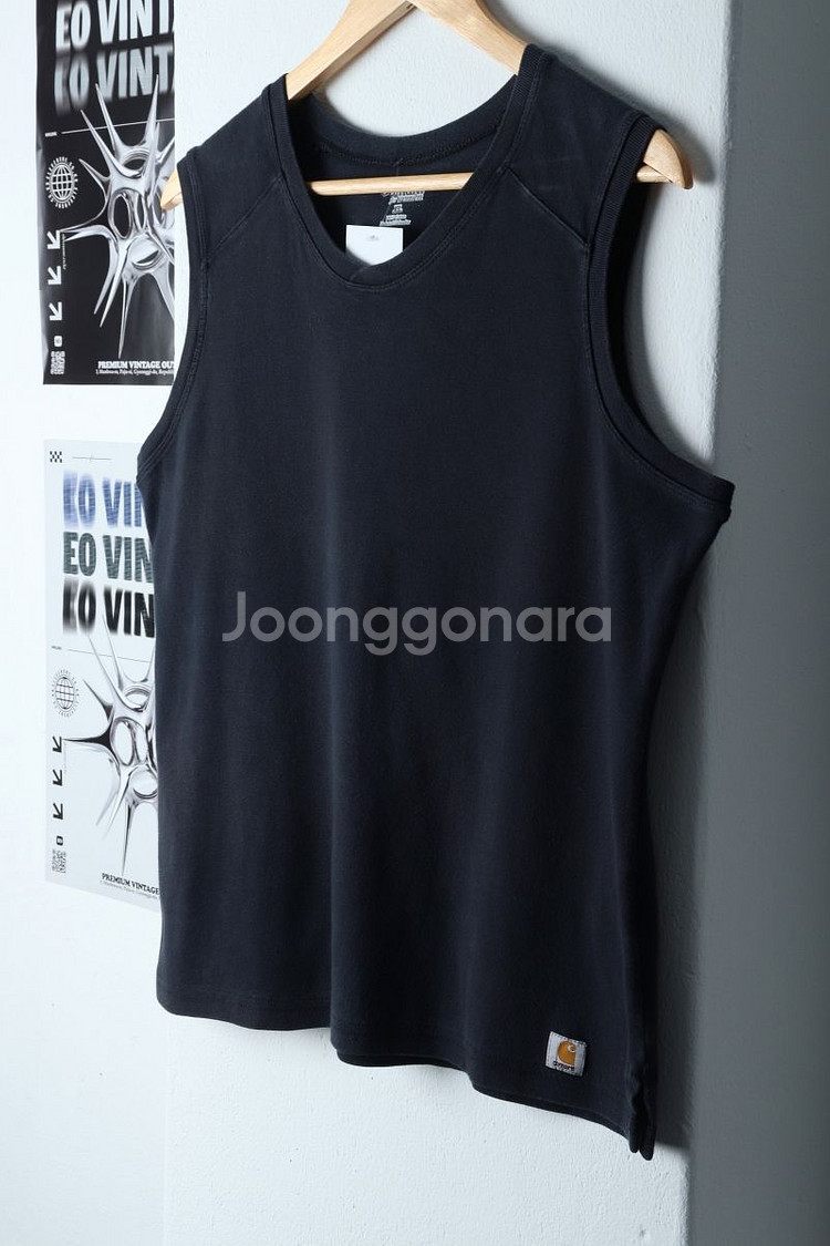 (L-XL) 칼하트 반팔 티셔츠 민소매 블랙 올드스쿨--3