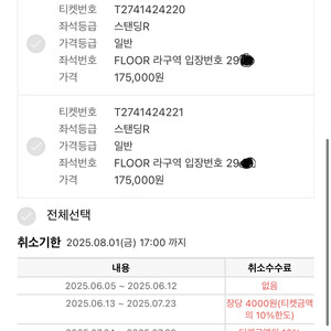 8/2 흠뻑쇼(수원) 플로어 라구역 R좌석 2매 연석