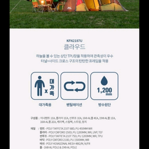 콜핑 KOLPING 클라우드 리빙쉘 4계절 패밀리 텐트