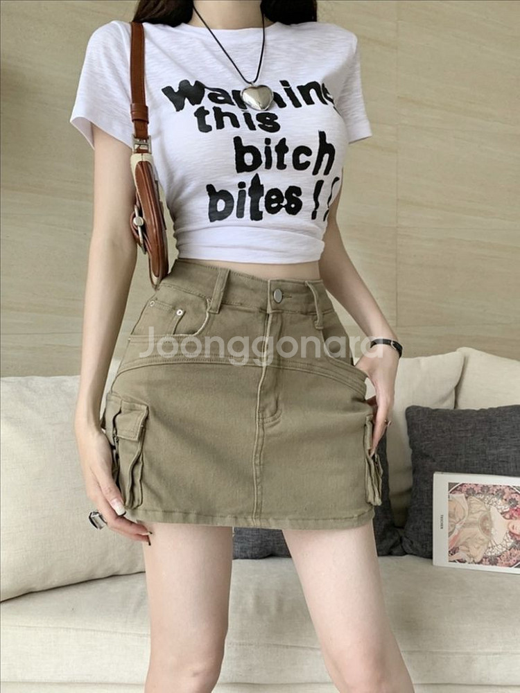 민소매 가디건 카고 스커트--8