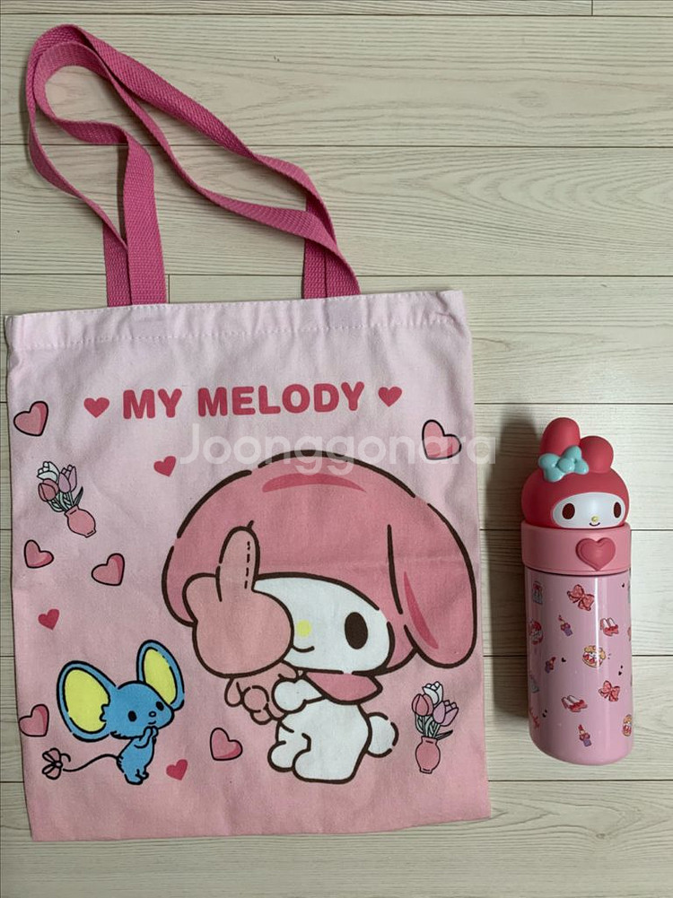 마이멜로디 에코백 보조가방+스텐텀블러 보온보냉--0