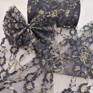 망사리본 블랙 100미리 골드꽃무늬 10마 일괄