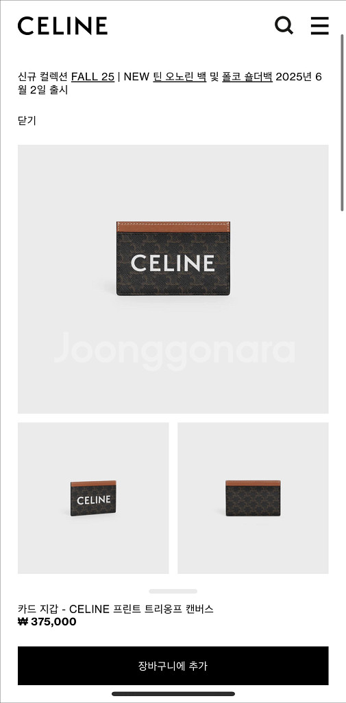 셀린느 트리옹프 캔버스 카드홀더--0