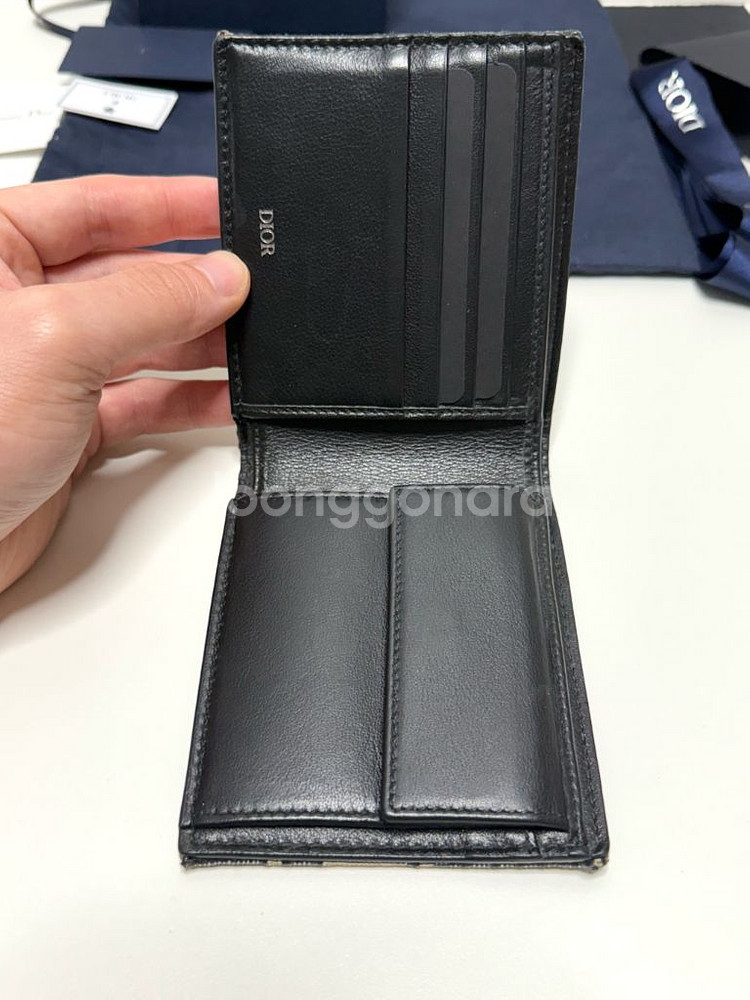 (풀구성)디올 오블리크 자카드 컴팩트 코인 반지갑--4