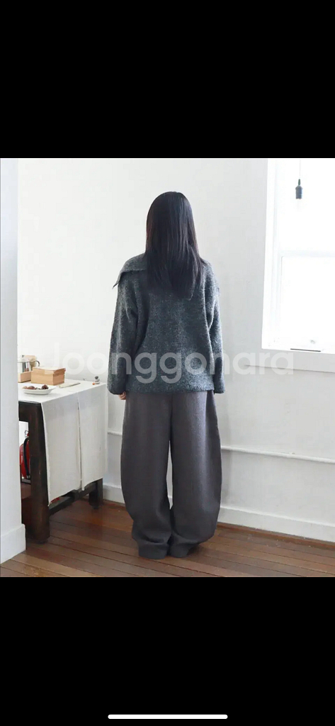 샵오묘 curved button wool pants--2