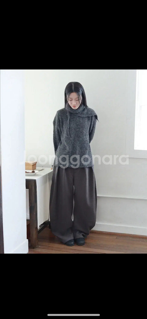 샵오묘 curved button wool pants--0