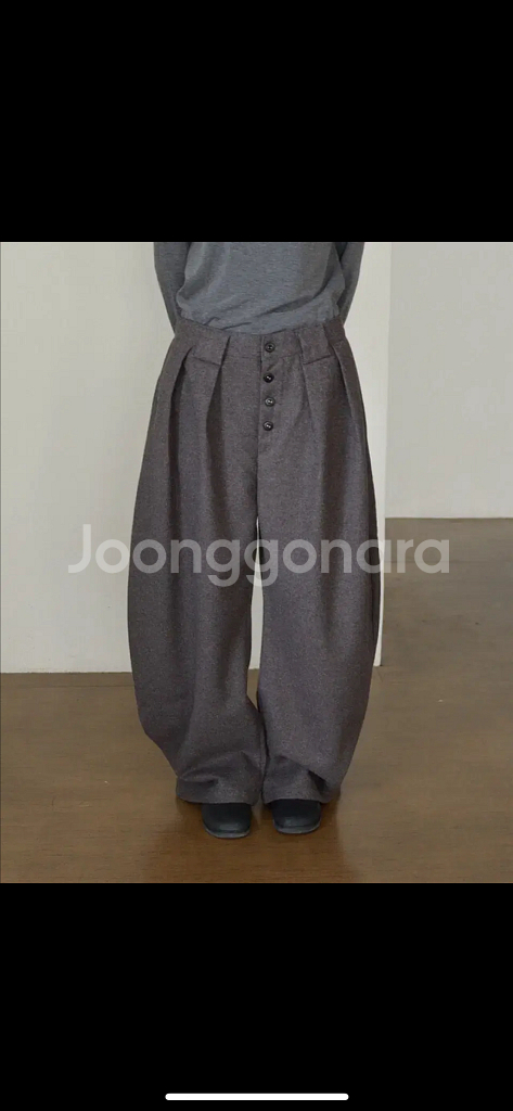 샵오묘 curved button wool pants--3