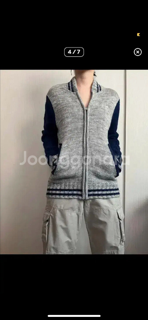 빈티지 니트 블루종--2