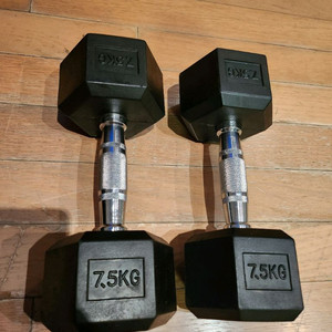 육각 고무코팅 덤벨 7.5kg x 2개