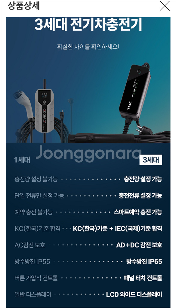 TMC 전기차충전기 1~16A 설정가능, 220v, 9--3
