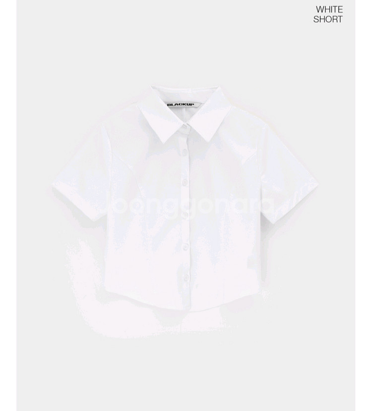 블랙업 샤큰 베이직 반팔셔츠 화이트 S--3