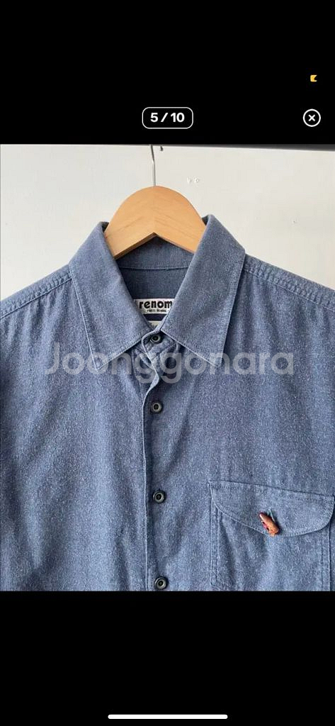 renoma 블루 빈티지 셔츠--4