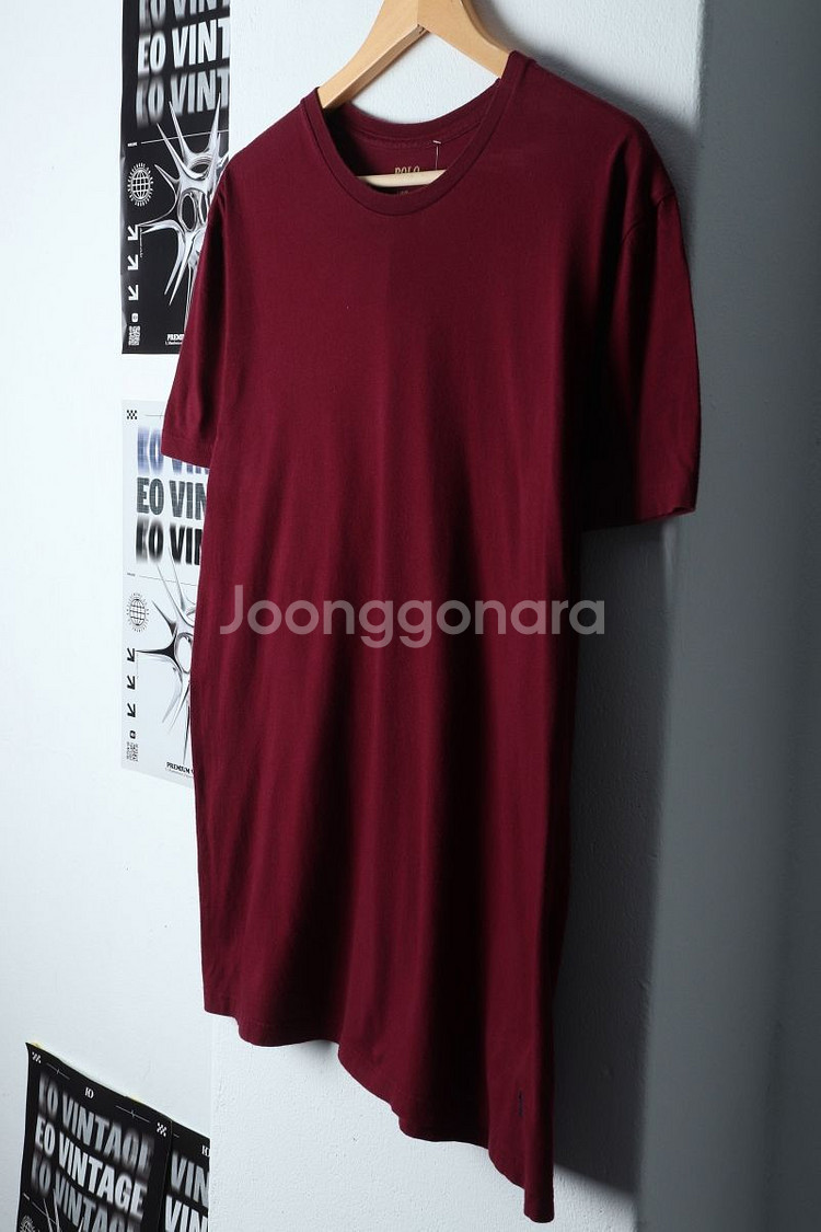 (L-XL) 폴로 랄프로렌 반팔 티셔츠 버건디 포니--1