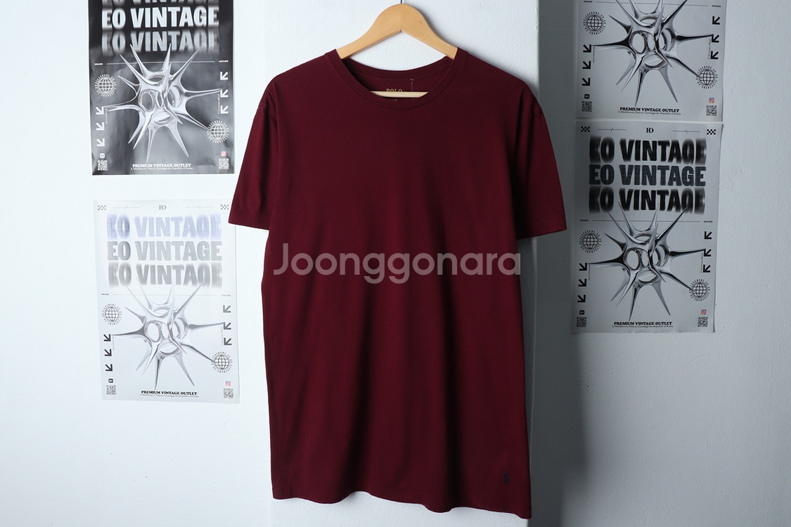 (L-XL) 폴로 랄프로렌 반팔 티셔츠 버건디 포니--3