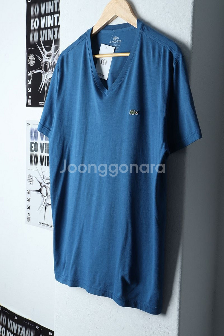(XL-2XL) 라코스테 반팔 티셔츠 부분이염 브이넥--1