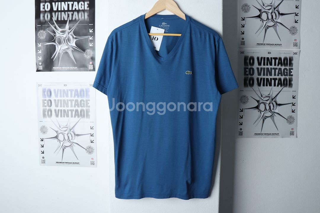 (XL-2XL) 라코스테 반팔 티셔츠 부분이염 브이넥--0