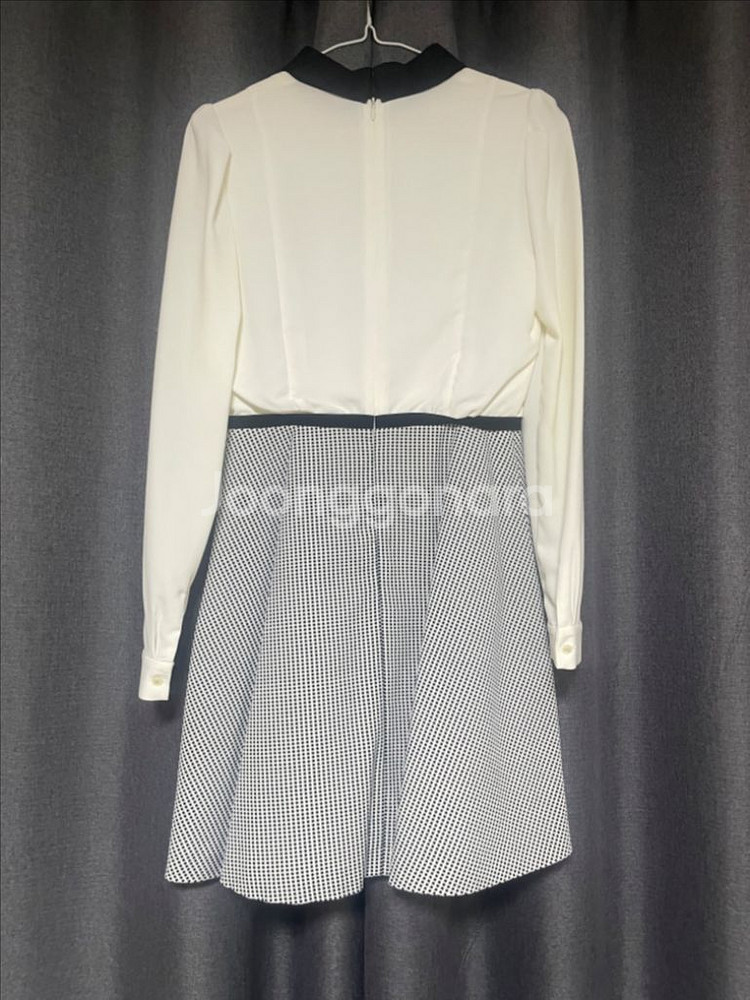 플라스틱아일랜드 카라 체크 블랙&화이트 원피스S스몰--3