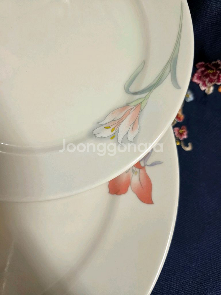 행남사살구꽃 옛접시2장 일괄--5