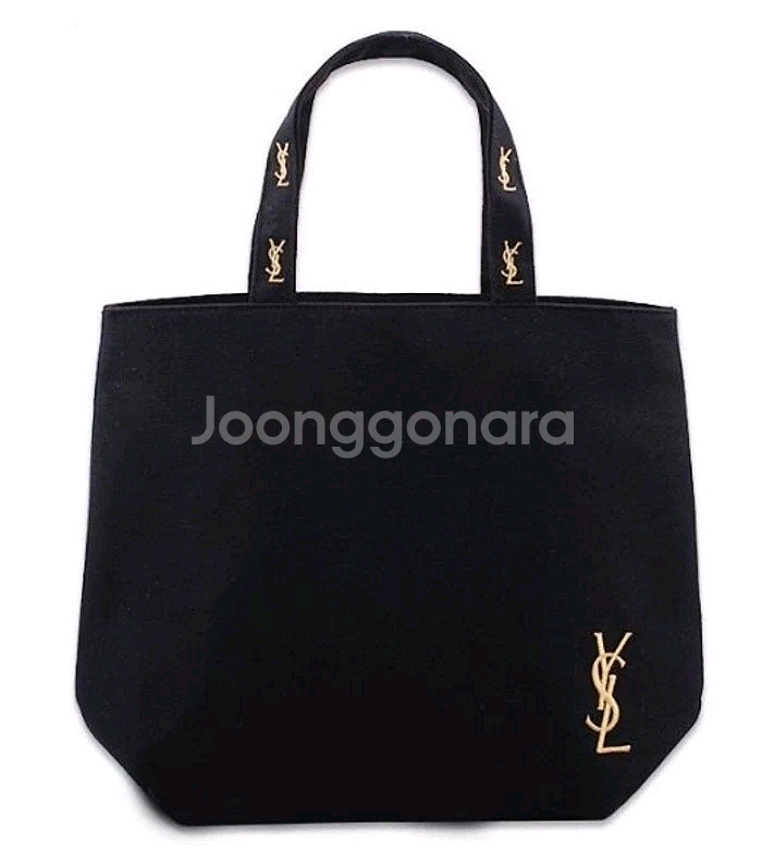 생로랑 블랙 페브릭 토트 정품--0