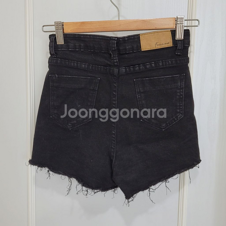 (새거) 블랙 검정 데님 핫팬츠 반바지 A라인--1