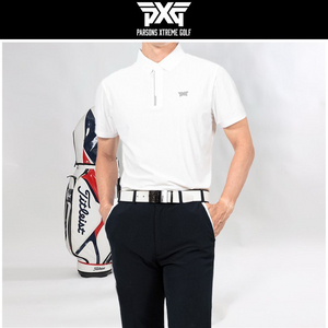 PXG 골프웨어 남성 스카치 배색 반집업 티셔츠