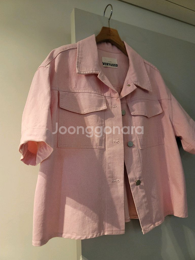 핑크데님 반팔자켓(새상품)--3