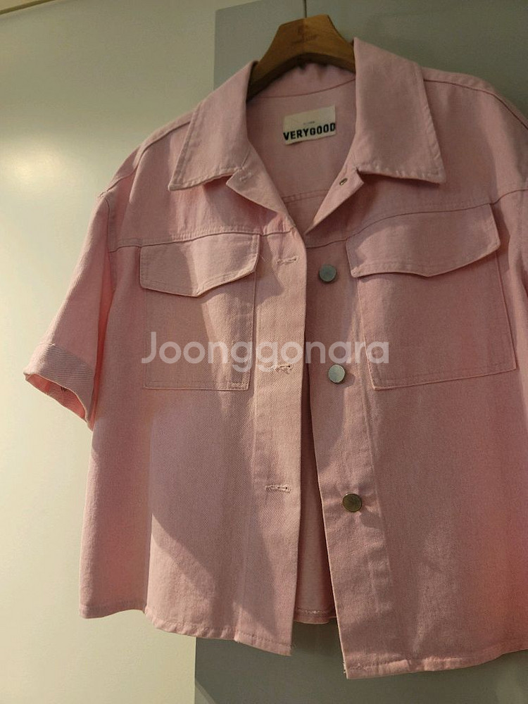 핑크데님 반팔자켓(새상품)--2