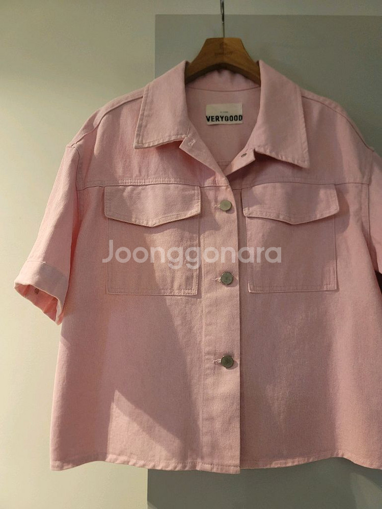 핑크데님 반팔자켓(새상품)--0
