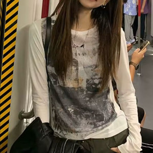 프린팅 긴팔 티셔츠