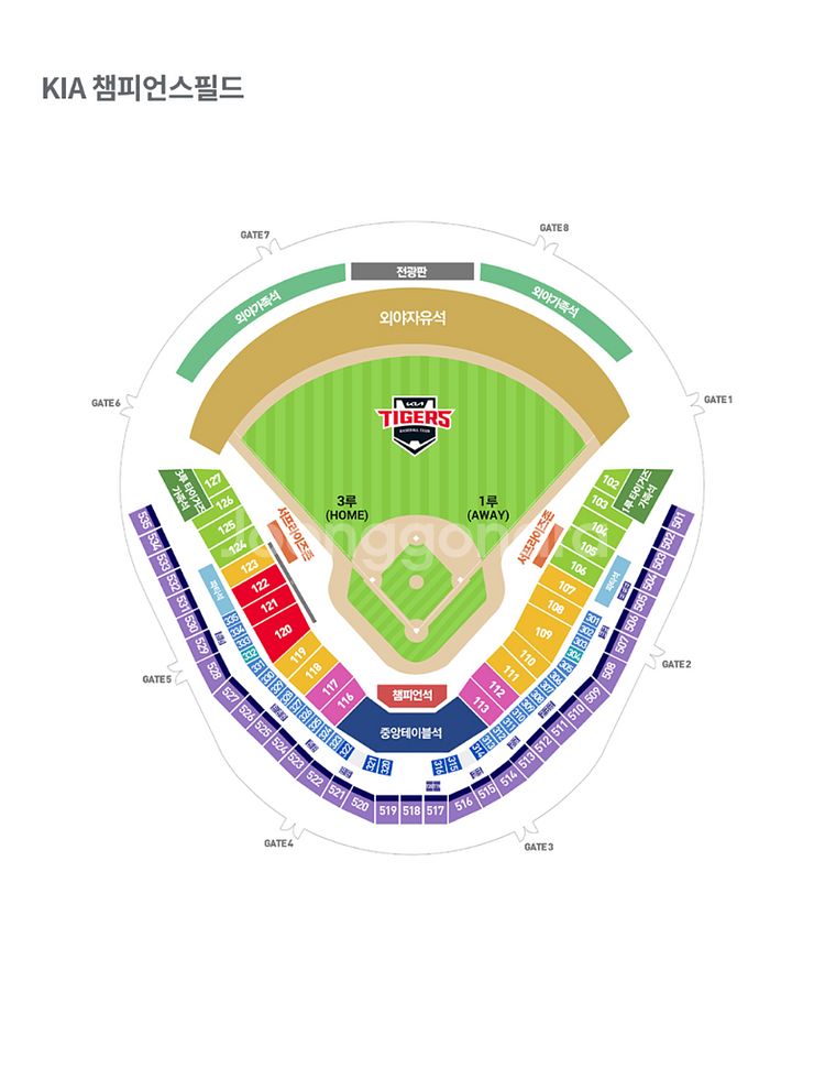 6월 8일 일요일 기아 한화 경기 외야자유석 4연석--0