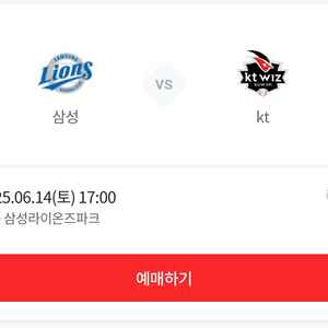6/14 삼성 라이온즈 vs kt wiz 블루존 2연석