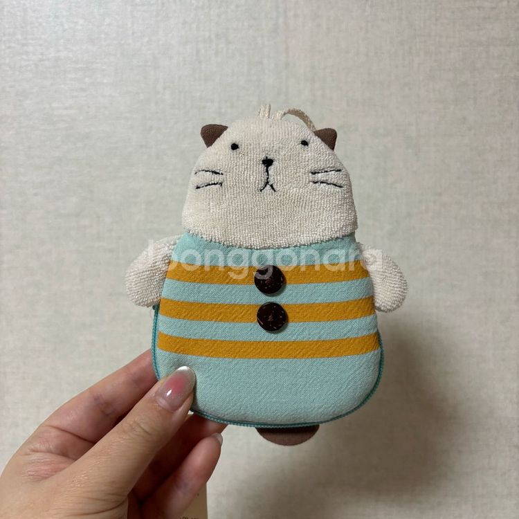 일본 빈티지 고양이 파우치 키링 인형--0