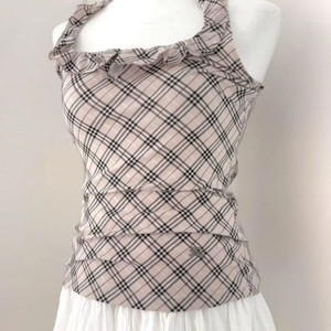 버버리 빈티지 핑크노바체크 나시 38