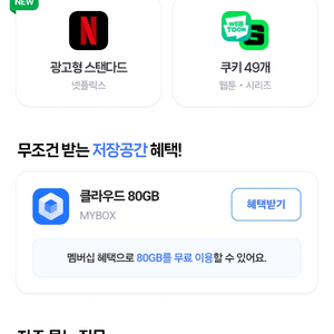 네이버플러스 웹툰쿠키49개 또는 넷플릭스, 쇼핑적립4%