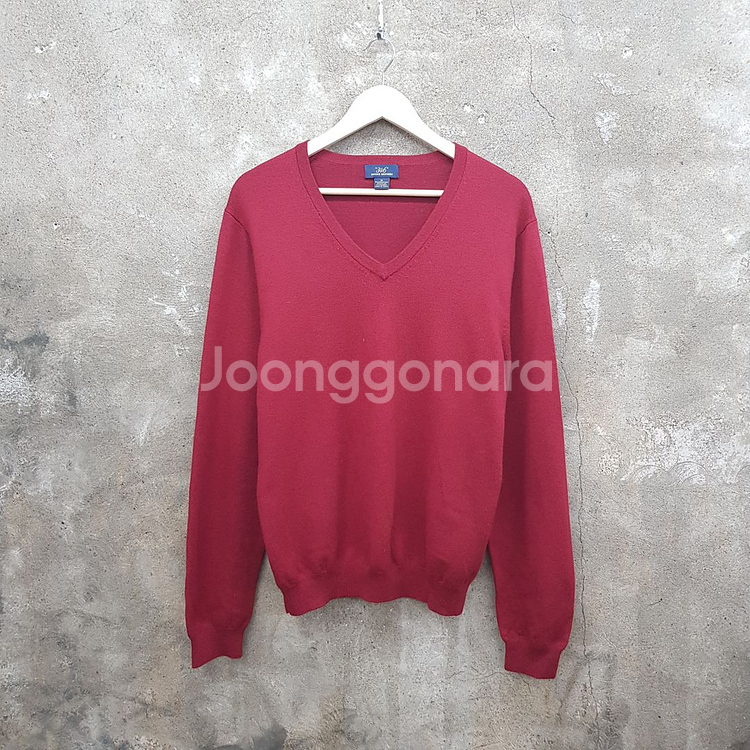 브룩스브라더스 버건디와인 브이넥 니트 M--0
