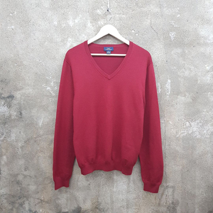 브룩스브라더스 버건디와인 브이넥 니트 M