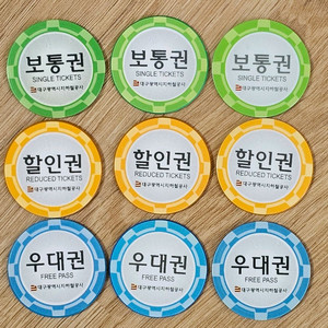 1997년 대구지하철 개통 초기 코인 승차권 9개