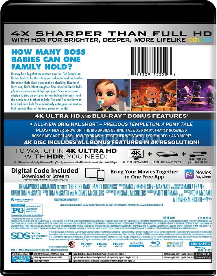 드림웍스 보스 베이비2 4K UHD + BD 블루레이--2
