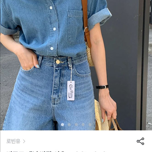 데님 반팔 셔츠 (연청) 중고