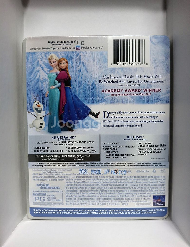 디즈니 100주년 기념 겨울왕국 4K 스틸북 블루레이--1