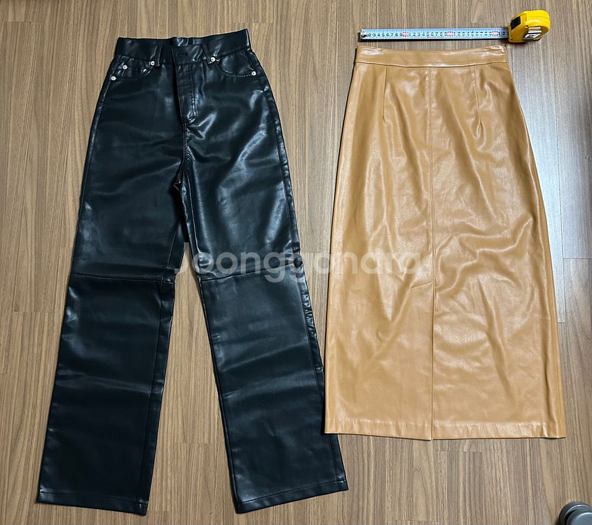 레더 스커트, 바지 일괄(사이즈 사진 참고)--0