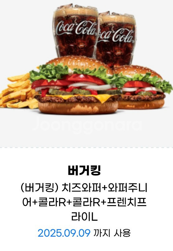 (버거킹) 치즈와퍼+와퍼주니 어+콜라R+콜라R+프렌치프--0