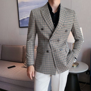 수트 남성더블자켓 체크 빅사이즈 여름 블 정장3XL 1
